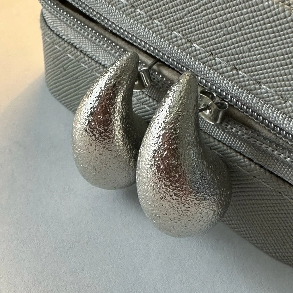Trendy Jewelry Metal Frosted Teardrop Stud Earrings For Girl Women Party‎ Gift